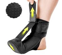 TOEECY Attelle de Nuit Fasciite Plantaire avec Sangles Réglables et Spiky Massage Ball Support Respirant pour Talon d'Achille Soulagement de la Douleur au Talon (Noir/M)