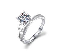 TOEECY Bague Femme Argent 925 Sterling Zircone Cubique Moissanite Bagues Reglable Eternité Bijoux Filles Épouse Petite Amie Anniversaire Fiançailles Promesse Mariage Alliance (#5)