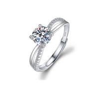 TOEECY Bague Femme Argent 925 Sterling Zircone Cubique Moissanite Bagues Reglable Eternité Bijoux Filles Épouse Petite Amie Anniversaire Fiançailles Promesse Mariage Alliance (#4)