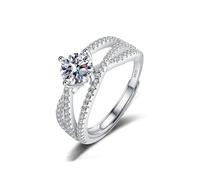 TOEECY Bague Femme Argent 925 Sterling Zircone Cubique Moissanite Bagues Reglable Eternité Bijoux Filles Épouse Petite Amie Anniversaire Fiançailles Promesse Mariage Alliance (#1)
