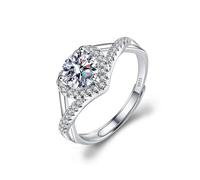 TOEECY Bague Femme Argent 925 Sterling Zircone Cubique Moissanite Bagues Reglable Eternité Bijoux Filles Épouse Petite Amie Anniversaire Fiançailles Promesse Mariage Alliance (#3)