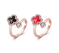 TOEECY Bague Trèfle Ajustable Brillante Ornée Cristaux Élégante Bijou Féminin