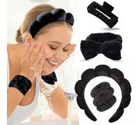 TOEECY Bandeau Cheveux Femme Pince Maquillage Poignet Spa pour le Lavage du Visage Set Cross Noué Élastique Bande Facial Absorbantes Antidérapant Bracelets pour Yoga Sports Douche les Soins de la Peau