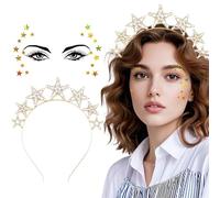 TOEECY Bandeau étoilé Sert Tete Femme Bandeau En Diamant Accessoire Cheveux Mariage Couronne Stellaire Serre Tete Paillette Headband Pour Fête D'anniversaire Et Cérémonie(Or)