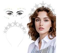 TOEECY Bandeau étoilé Sert Tete Femme Bandeau En Diamant Accessoire Cheveux Mariage Couronne Stellaire Serre Tete Paillette Headband Pour Fête D'anniversaire Et Cérémonie(Argent)