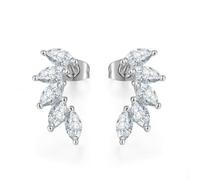 TOEECY Boucles D'oreilles Ailes Ange Zircon Cubique Brillant Plaqué Or Blanc 18k Bijoux Femme Élégants Cristaux Clairs