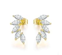 TOEECY Boucles D'oreilles Ailes Cristallines Zircon Brillant Plaqué Or Bijoux Élégants Contour Oreille Luxueux