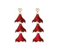 TOEECY Boucles D'oreilles Cascade Fleurs Pétales Cœur Pendantes Longues Élégantes Bijoux Femme Accessoires