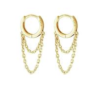 TOEECY Boucles D'oreilles Créoles Argent 925 Chaînettes Cascade Pendantes Bijoux Élégants Minimalistes Accessoires Femme