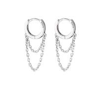 TOEECY Boucles D'oreilles Créoles Argent 925 Chaînettes Cascade Pendantes Bijoux Élégants Minimalistes Accessoires Femme