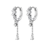 TOEECY Boucles D'oreilles Créoles Argent S925 Zirconium Brillant Cascade Pendantes Chaînette Goutte Élégantes