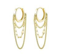 TOEECY Boucles D'oreilles Créoles Multichaînes Cascade Argent 925 Bijoux Femme Élégants Accessoires Minimalistes Anneaux