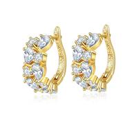 TOEECY Boucles D'oreilles Créoles Multicolores Cristal Zircon Cubique Plaqué Or Rose Bijoux Femme Élégant Luxe Brillant