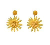TOEECY Boucles d'Oreilles Fém. Fleurs Rotin Drop Dangle Bohème Léger Géométrique Mode Plage Bijoux Jaune