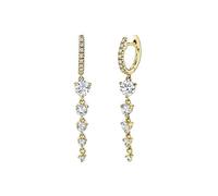 TOEECY Boucles d'Oreilles Femme 925 Argent Plaqué Or avec Chaîne boucle d'oreille pendante Creoles Etoile Zircon Creoles Hypoallergénique Earings Fille Cadeaux Gift D Or