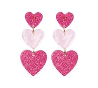 TOEECY Boucles d'Oreilles Femme Coeur Pailleté et Rose Bijoux Alliages Cadeau Anniversaire Femme Accessoire Mode pour Toutes Occasions(Or rose)