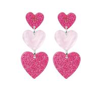 TOEECY Boucles d'Oreilles Femme Coeur Pailleté et Rose Bijoux Alliages Cadeau Anniversaire Femme Accessoire Mode pour Toutes Occasions(Argent rose)