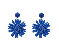 TOEECY Boucles d'Oreilles pour Femmes Filles Rotin Fleurs Pendantes Rotin Drop Dangle Bohème Boucles d'Oreilles Léger Géométrique Mode Plage Boucles d'Oreilles Bijoux (Bleu)