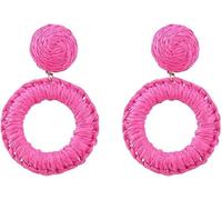 TOEECY Boucles D'oreilles Rondes Tissées Artisanales Bohème Légères Estivales Naturelles Raffinées Élégantes Créoles