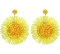 TOEECY Boucles d'oreilles Tournesol en Raphia Boho Bijoux Pendentif Boucles d'oreilles Bijoux Cadeaux pour Les Filles (Jaune)