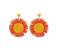 TOEECY Boucles d'oreilles Tournesol en Raphia Boho Bijoux Pendentif Boucles d'oreilles Bijoux Cadeaux pour Les Filles (Orange)