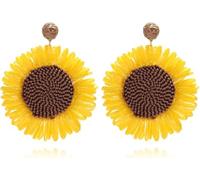 TOEECY Boucles d'oreilles Tournesol en Raphia Boho Bijoux Pendentif Boucles d'oreilles Bijoux Cadeaux pour Les Filles (Couleur Tournesol)