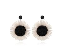 TOEECY Boucles d'oreilles Tournesol en Raphia Boho Bijoux Pendentif Boucles d'oreilles Bijoux Cadeaux pour Les Filles (Blanc)