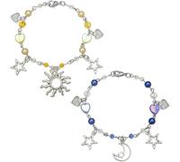 TOEECY Bracelet Galaxie Cosmique Étoiles Planète Lune Charmes Perles Naturelles Bijoux Féminins Argentés