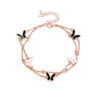 TOEECY Bracelet Papillon Double Chaîne Argent 925 Bijou Femme Élégant Charme Ajustable Accessoire Mode Printemps Été