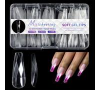 TOEECY Capsule Ongle Amande 120 Pièces Kit Faux Ongles French Transparent En ABS Ongles Autocollants Adhésif Press On Nails Kit Multitailles pour Femmes et Jeunes Filles(B)