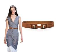 TOEECY Ceinture Élastique Double Boucle Ajustable Haute Qualité Accessoire Taille Élégant Classique Noir Cuir Synthétique Femme