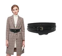 TOEECY Ceinture Femme Large en Cuir Élastique Double Couche Rétro Ceintures de Taille pour Robes Manteaux (Noir)