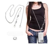 TOEECY Chaîne Bandoulière Cœur Argent Cordon Téléphone Portable Support Smartphone Lanière Détachable Porteclés Accessoire
