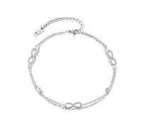 TOEECY Chaîne de Cheville Double Couche Symbole Infini Élégant Bracelet Cheville Ajustable Bijou Féminin Accessoire Été