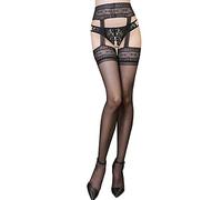 TOEECY Collant Femme Porte Jaretelles Sexy Bas Autofixants Motif Dentelle Jarretière Élégante Nylon Transparent Résistant Confortable