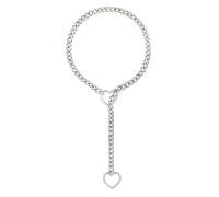 TOEECY Collier Chaîne Gourmette Ylariat Pendentif Cœur Bijou Femme Élégant Accessoire tendance Acier Inoxydable