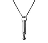 TOEECY Collier Pendentif Cylindrique Vertical Acier Inoxydable Noir Chaîne Maille Vénitienne Bijou Minimaliste Élégant