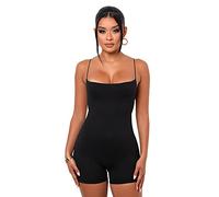 TOEECY Combinaison Femme Été Combishort Bretelles Fines Body Stretch Ensemble Sport chic Moulant Col Carré Shorts Élégant Rompers pour Soirée Cocktail