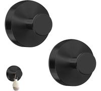 TOEECY Crochets Pour Serviettes En Acier Inoxydable Noir Mat Lot De 2 Crochets Muraux Auto Adhésifs Robustes Pour Salle De Bain Et Cuisine Accessoires De Quincaillerie De Salle De Bain