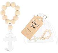 TOEECY Croix En Bois Chapelet Chretien Croix Suspendue Avec Sac à Fil Crucifix Catholique Moderne Décoration Quotidienne Pour Les Baptêmes Mariages Prières Quotidiennes Sainte Communion