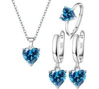 TOEECY Ensemble Bijoux Cœur Zircon Brillant Collier Boucles D'oreilles Bague Argenté Cristal Élégant Parure Femme