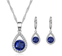 TOEECY Ensemble Bijoux Goutte Zircon Cubique Collier Boucles D'oreilles Parure Argent Cristal Brillant Élégant Femme