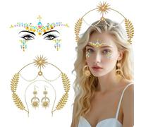 TOEECY Ensemble Couronne Soleil Bandeau Déesse Grecque Accessoire Cheveux Bohème Feuille Laurier Diadème Mariage Bijoux Cristaux