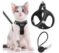 TOEECY Harnais Chien Chat Anti Traction avec Laisse Facile à Mettre Harnais Chiots Rembourré en Mesh Doux Veste Respirant Réglable pour Entraînement Plein Air (Noir-S)