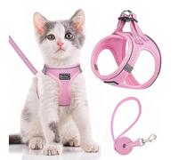 TOEECY Harnais Chien Chat Anti Traction avec Laisse Facile à Mettre Harnais Chiots Rembourré en Mesh Doux Veste Respirant Réglable pour Entraînement Plein Air (Rose-L)