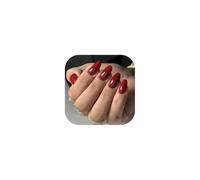 TOEECY Kit Faux Ongles Amande Brillants Rouge Classique Autocollants Manucure Professionnelle Pose Rapide Longue Tenue