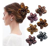 TOEECY Lot de 6 Pince Cheveux Fleur Femmes Léopard Pinces Griffes Clips Imprimé Barrette à Pince Hawaienne Fleur Antidérapantes Colourful Barrette à Cheveux Hair Claw Clips Accessoires pour Filles