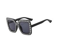 TOEECY Lunettes de Soleil Femme Homme Polarisées Retro Grand Cristal Carré Cadre Surdimensionné Protection UV400 Vintage Classique Party Shopping (# A)