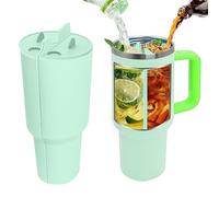 TOEECY Mug Isotherme Double Compartiment Séparé Tasse Thermique Isolante Couvercle Étanche Boissons Mixtes Conservation Chaleur Froid