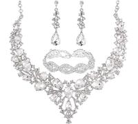 TOEECY Parure Bijoux Femme Élégant Cristal Goutte Eau Collier Bracelet Boucles Oreilles Ensemble Brillant Champagne Mariage Cérémonie